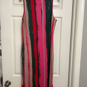 Elegant Striped Sleeveless Midi Dress